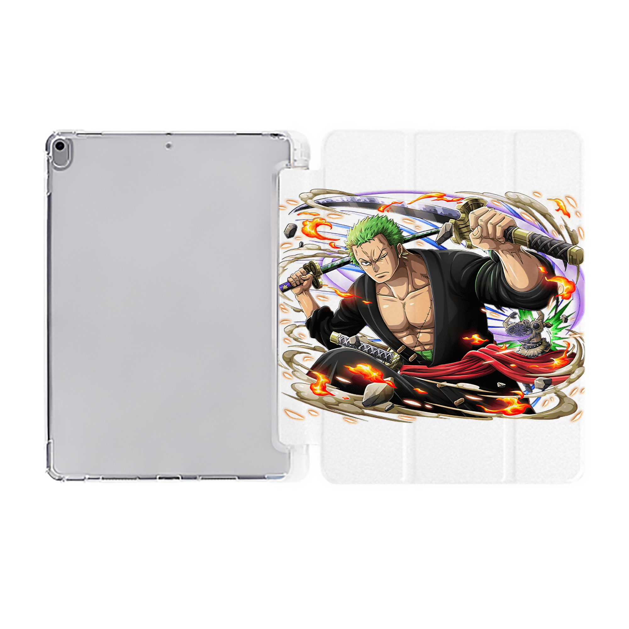 （画像用） ワンピース ロロノア・ゾロ ONE PIECE Roronoa Zoro IPad ケース ペン収納付き 三つ折りスタンド PUレザー×シリコン 対応機種9.5/10.5/10.9インチ